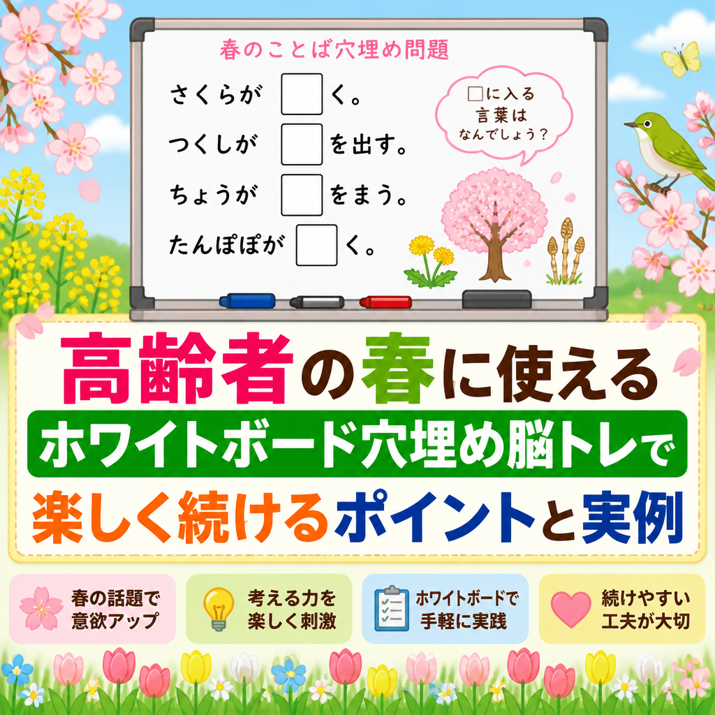 高齢者の春に使えるホワイトボード穴埋め脳トレで楽しく続けるポイントと実例