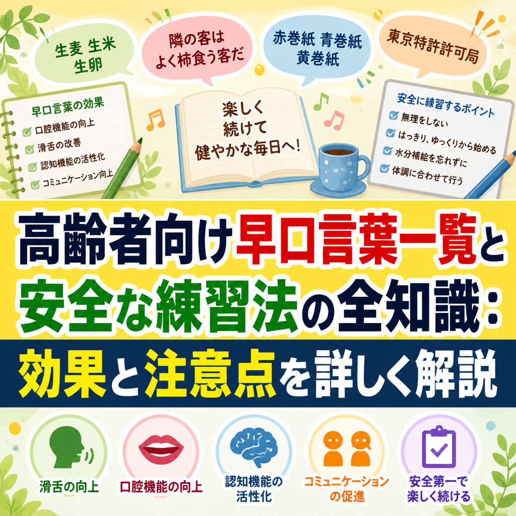高齢者向け早口言葉一覧と安全な練習法の全知識：効果と注意点を詳しく解説