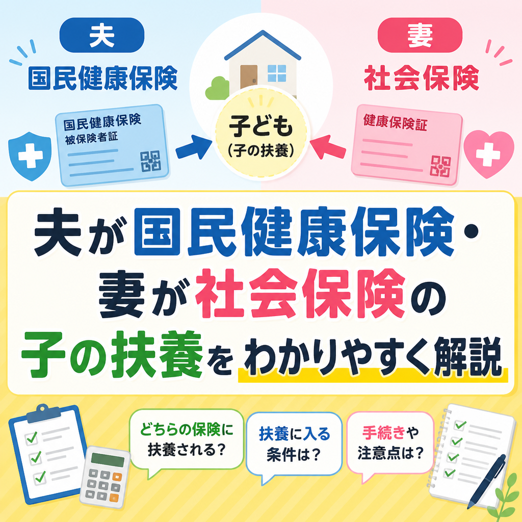夫が国民健康保険・妻が社会保険の子の扶養をわかりやすく解説