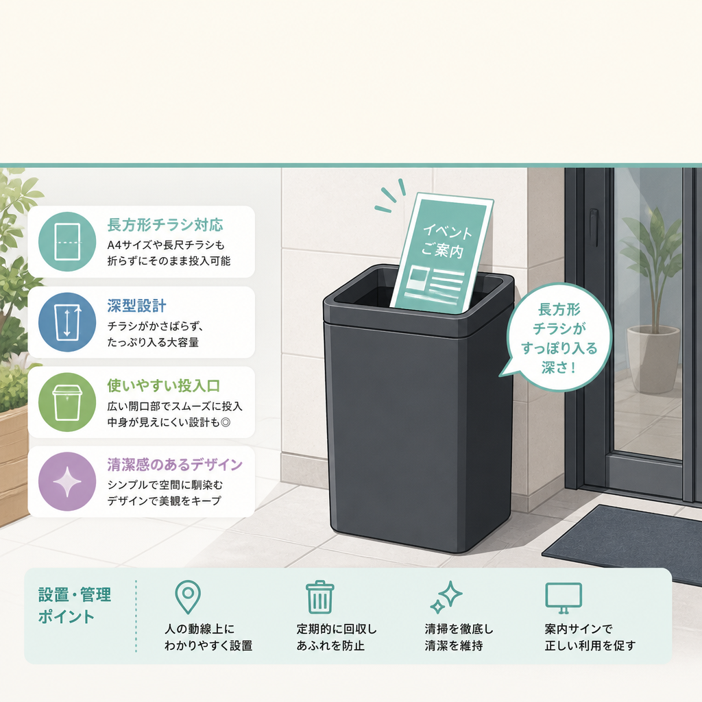 長方形チラシが入る深いゴミ箱の選び方と設置・管理ポイント