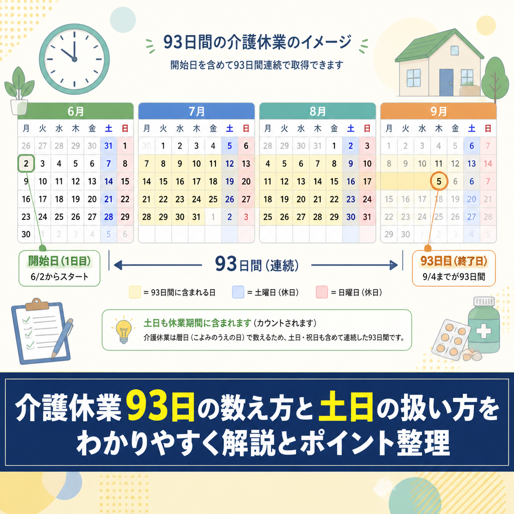 介護休業93日の数え方と土日の扱い方をわかりやすく解説とポイント整理